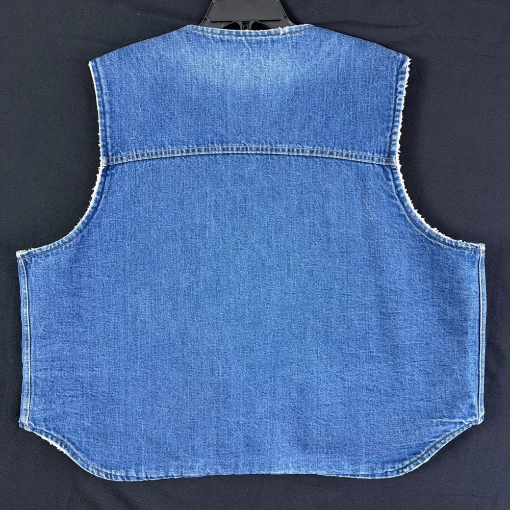 VTG 80's Carhartt Denim Western Style Vest Sherpa Lined Workwear Outerwear XXL - Picture 7 of 11